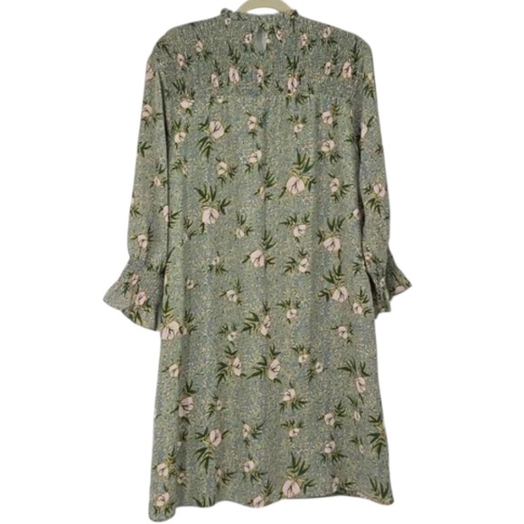 Roolee The Tucson Smocked Floral Dress Smocked Wrist Neckline Green Large - Picture 3 of 6
